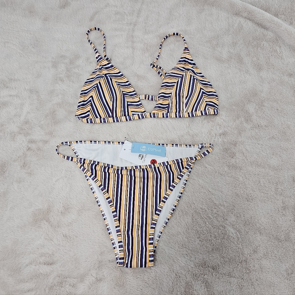 Cupshe Ordinary World Striped Bikini Set